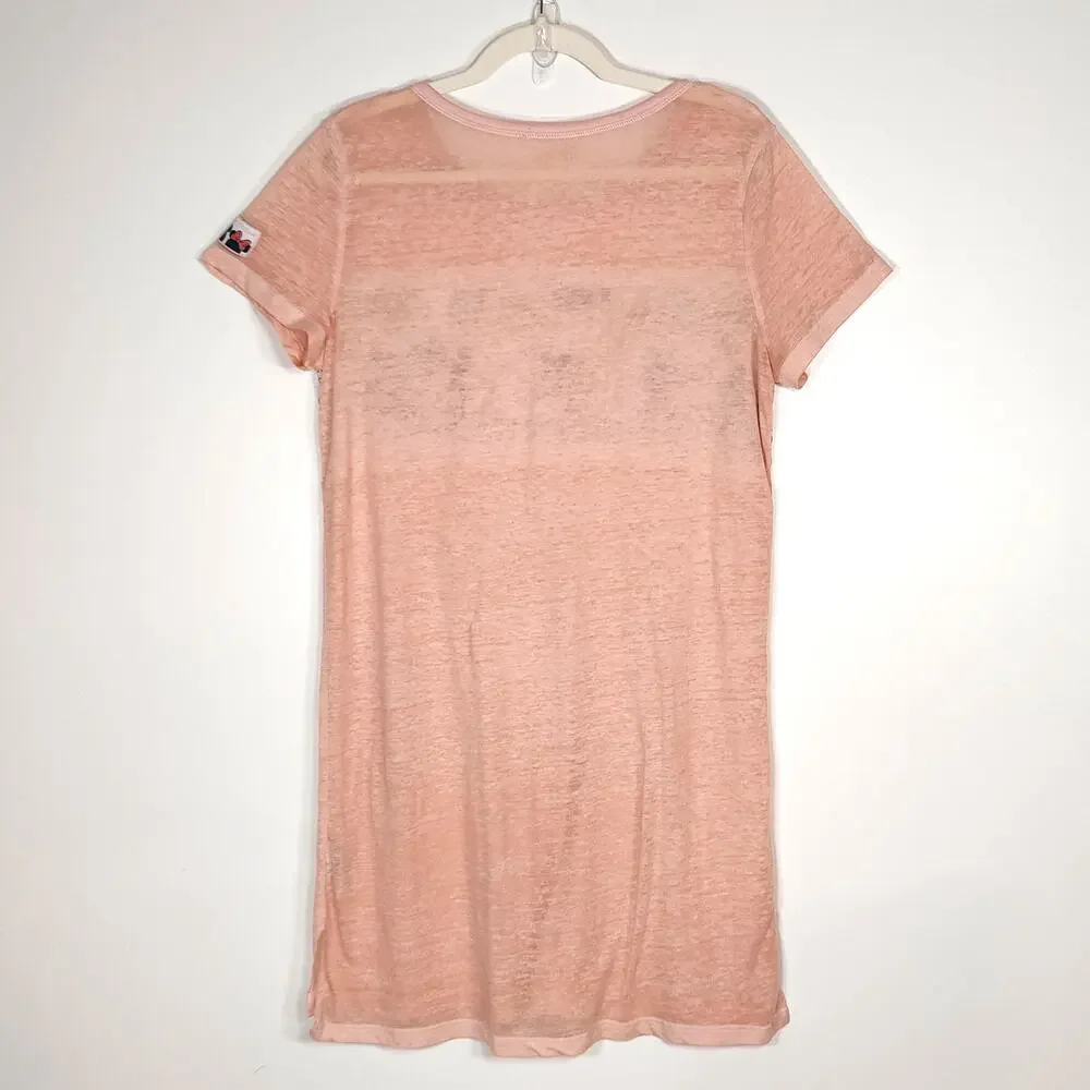 Disney Mickey Minnie Comic Sleep Shirt Blush Pink Sheer S-M - Picture 6 of 6